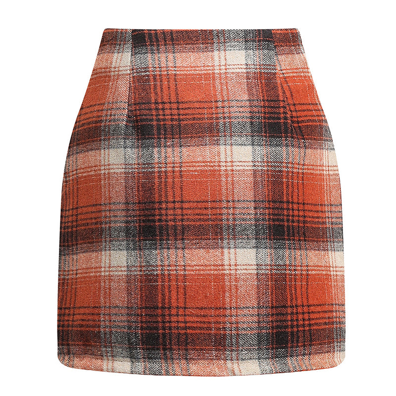 Womens High Waist Plaid Skirt Bodycon Pencil Mini Skirts