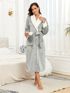 RONGTAI Womens Bathrobe Ladies Fleece Plush Warm Long Robes Fleece Nightgown Sleepwear