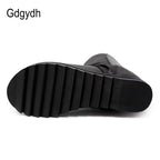 Zipper Design Black Women Shoes Wedges 2022 New Spring Autumn Open Toe Leather Mid-Calf Boots for Women Promotion Sale