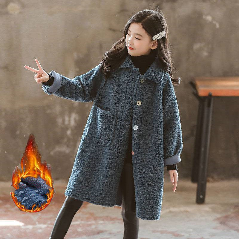 Girls' Jacket Quilted Thickened Autumn And Winter Lamb Plush