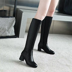 2023 Autumn Winter Block High Heel Boots White Black Womens Shoes Long Knight Ride Knee High Boots Female Shoe plus Size