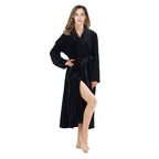 RONGTAI Womens Bathrobe Ladies Fleece Plush Warm Long Robes Fleece Nightgown Sleepwear