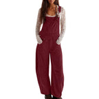 Corduroy Overalls Fashionable Wide-Leg Casual Jumpsuits