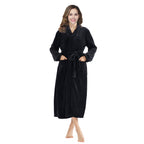RONGTAI Womens Bathrobe Ladies Fleece Plush Warm Long Robes Fleece Nightgown Sleepwear