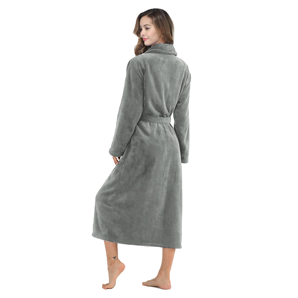 RONGTAI Womens Bathrobe Ladies Fleece Plush Warm Long Robes Fleece Nightgown Sleepwear