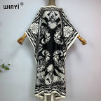 High Quality Summer Women Muslim Middle East Boho Popular Print Silk Kaftan Maxi Dress Beach Bohemian Printed Long Dress