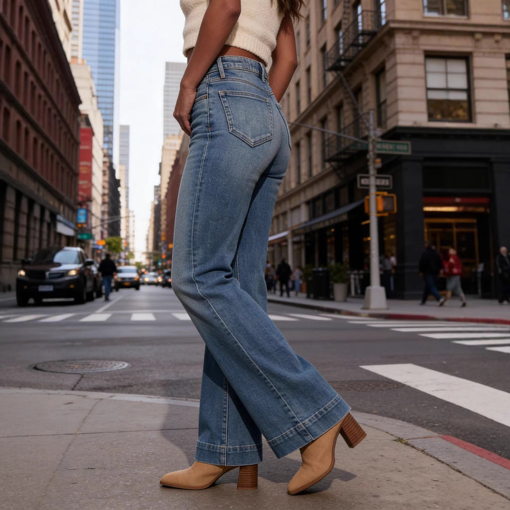 New Womens Mid-rise Bootcut Jeans