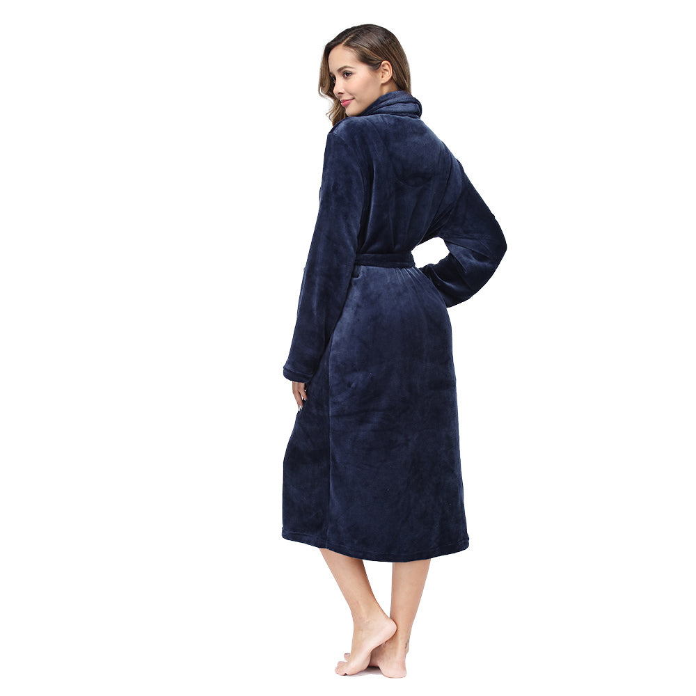 RONGTAI Womens Bathrobe Ladies Fleece Plush Warm Long Robes Fleece Nightgown Sleepwear