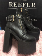 European and American Nightclub Sexy Ankle Boots 2025 Fall New 16 Cm Super High Heel Womens Boots Crude Heel Lace-Up Short Boots