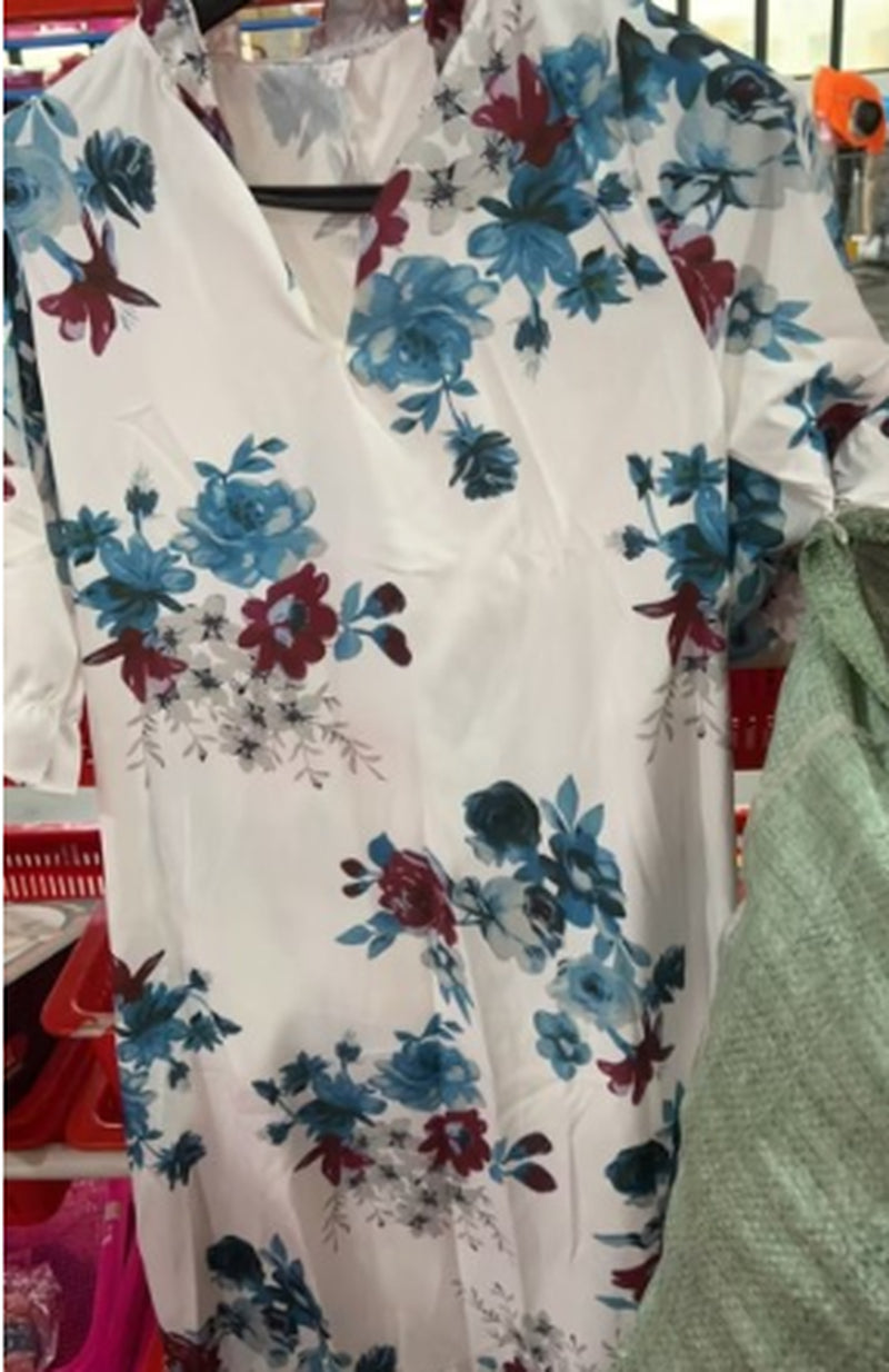 Women'S Printed Medium Sleeve Long Dress