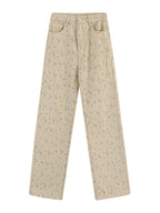 Homemade Floral Straight Leg Jeans For Women