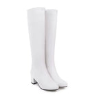 2023 Autumn Winter Block High Heel Boots White Black Womens Shoes Long Knight Ride Knee High Boots Female Shoe plus Size