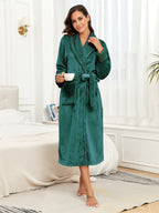 RONGTAI Womens Bathrobe Ladies Fleece Plush Warm Long Robes Fleece Nightgown Sleepwear