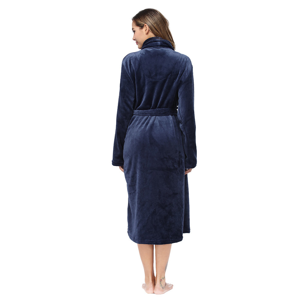 RONGTAI Womens Bathrobe Ladies Fleece Plush Warm Long Robes Fleece Nightgown Sleepwear