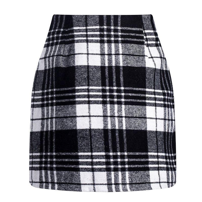 Womens High Waist Plaid Skirt Bodycon Pencil Mini Skirts