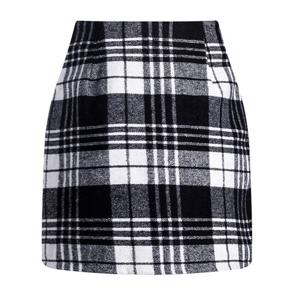 Womens High Waist Plaid Skirt Bodycon Pencil Mini Skirts