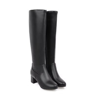 2023 Autumn Winter Block High Heel Boots White Black Womens Shoes Long Knight Ride Knee High Boots Female Shoe plus Size