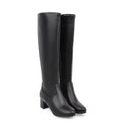 2023 Autumn Winter Block High Heel Boots White Black Womens Shoes Long Knight Ride Knee High Boots Female Shoe plus Size