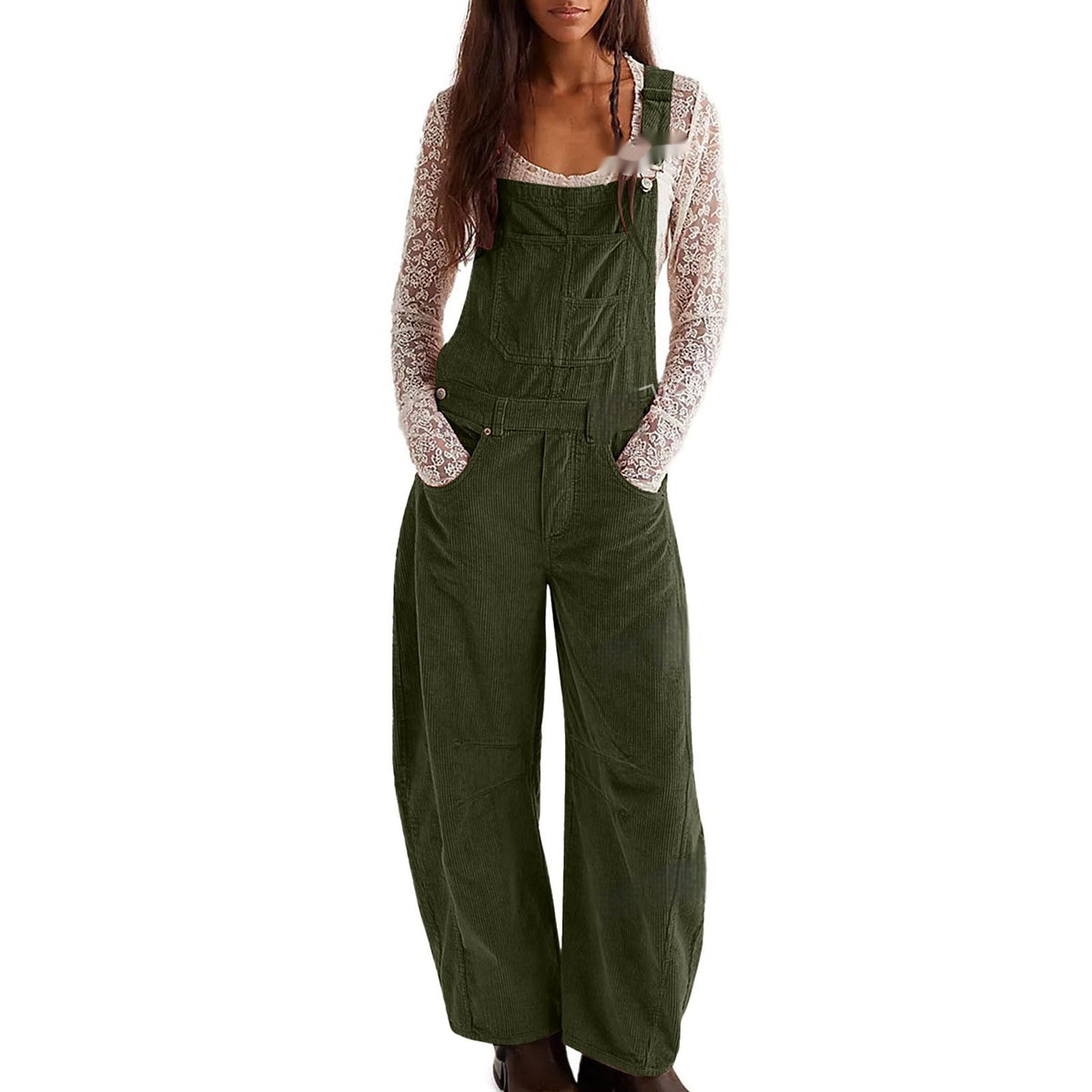 Corduroy Overalls Fashionable Wide-Leg Casual Jumpsuits
