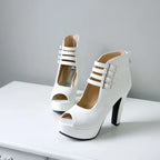 2025 Summer New Womens Ankle Boots Sandals High Quality PU Leather Buckle Strap Zip Stiletto Heels plus Size 35-46 Shoes