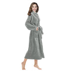 RONGTAI Womens Bathrobe Ladies Fleece Plush Warm Long Robes Fleece Nightgown Sleepwear