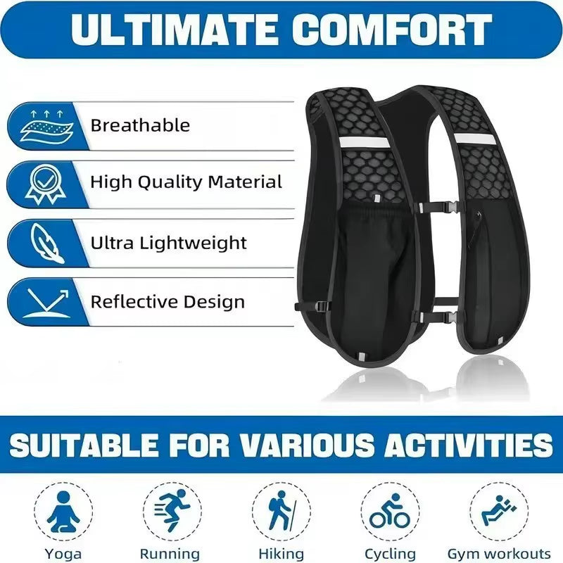 Running Hydration Vest for Men Women, Water Resistant Breathable Backpack for Hiking Cycling Trail Marathons