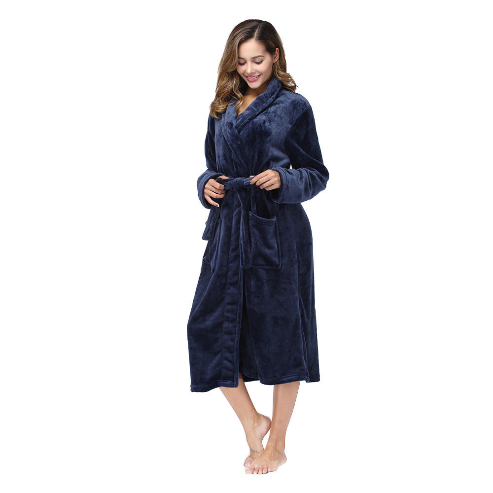 RONGTAI Womens Bathrobe Ladies Fleece Plush Warm Long Robes Fleece Nightgown Sleepwear