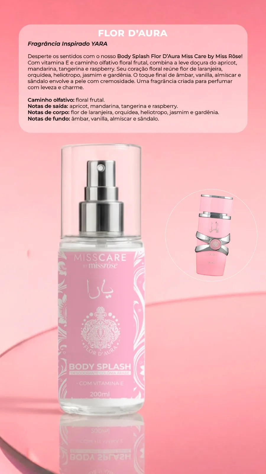 Women's Splash Body Charm of the Wings 200ml - Miss Care by Miss Rôse · Deodorant with Vitamin E · Arabic Inspiration Yar a