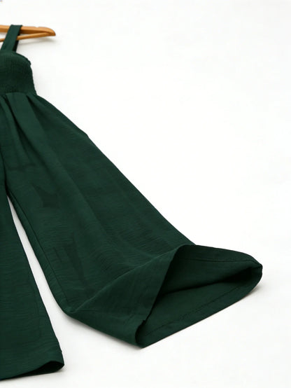 This stylish, minimalist, and sophisticated women's casual jumpsuit—featuring wide legs—is perfect for shopping, strolling, comm