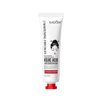SADOER Kojic Acid Hand Cream Brightening Repair Dry Rough Skin Moisturizing Nourishing Smoothing Hydrating Daily Hand Care 30g