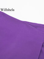 Willshela Women Fashion Solid Asymmetrical Side Zipper Skirts Shorts Vintage High Waist Female Chic Lady Shorts