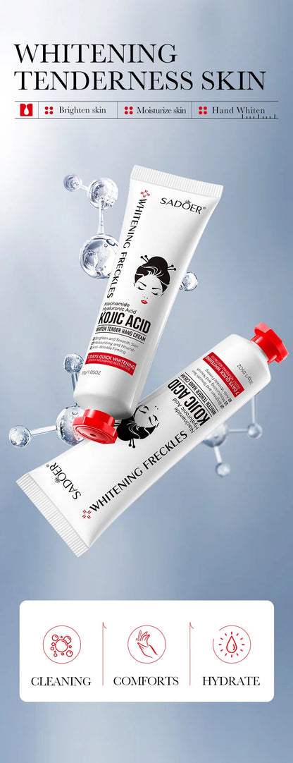 SADOER Kojic Acid Hand Cream Brightening Repair Dry Rough Skin Moisturizing Nourishing Smoothing Hydrating Daily Hand Care 30g