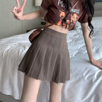 Pleated Mini Skirt with Shorts Women's High Waist A-Line Skater Skort White Black Pink Sporty School Uniform New Fashion HotSale