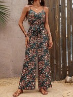 Jumpsuits for Women Summer Casual Printed Round Neck Suspender Jumpsuit Overalls for Women Monos Mujer Elegante Jump Suits