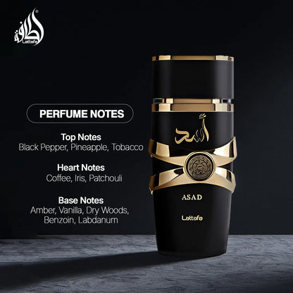 Lattafa Perfumes Asad for Unisex Eau De Parfum Spray 3.4 Ounce