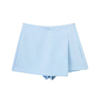Willshela Women Fashion Solid Asymmetrical Side Zipper Skirts Shorts Vintage High Waist Female Chic Lady Shorts