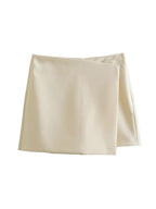 Willshela Women Fashion Solid Asymmetrical Side Zipper Skirts Shorts Vintage High Waist Female Chic Lady Shorts