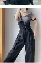 Jumpsuits Women Design Cool Autumn Simple All-match Belt Leisure Retro Korean Style Comfortable Classic Ladies Streetwear New