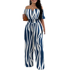 Jumpsuits for Women 2025 Spring Fashion Off Shoulder Casual Plain Short Sleeve Shirred Waist Daily Long Wide Leg Jumpsuit 2025