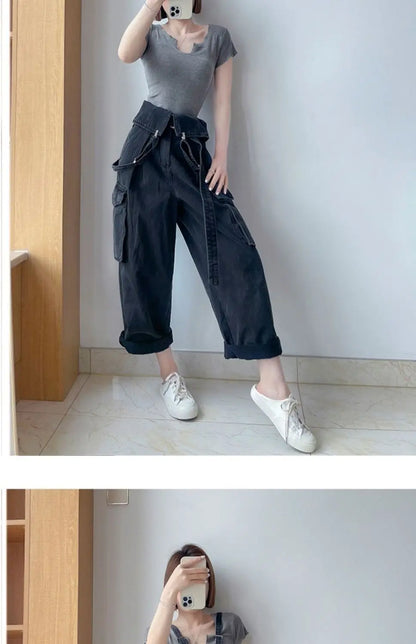 Jumpsuits Women Design Cool Autumn Simple All-match Belt Leisure Retro Korean Style Comfortable Classic Ladies Streetwear New
