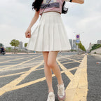 Pleated Mini Skirt with Shorts Women's High Waist A-Line Skater Skort White Black Pink Sporty School Uniform New Fashion HotSale