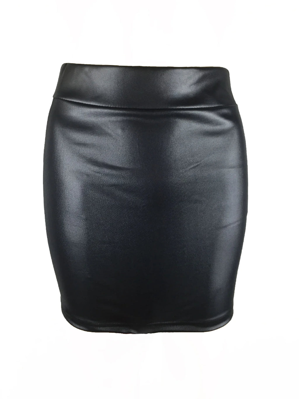 Women's High-Waist Slim Fit Mini Skirt Vintage Bodycon Hip Pencil Skirt Sexy Imitation PU Clubwear Ladies Office Clothing