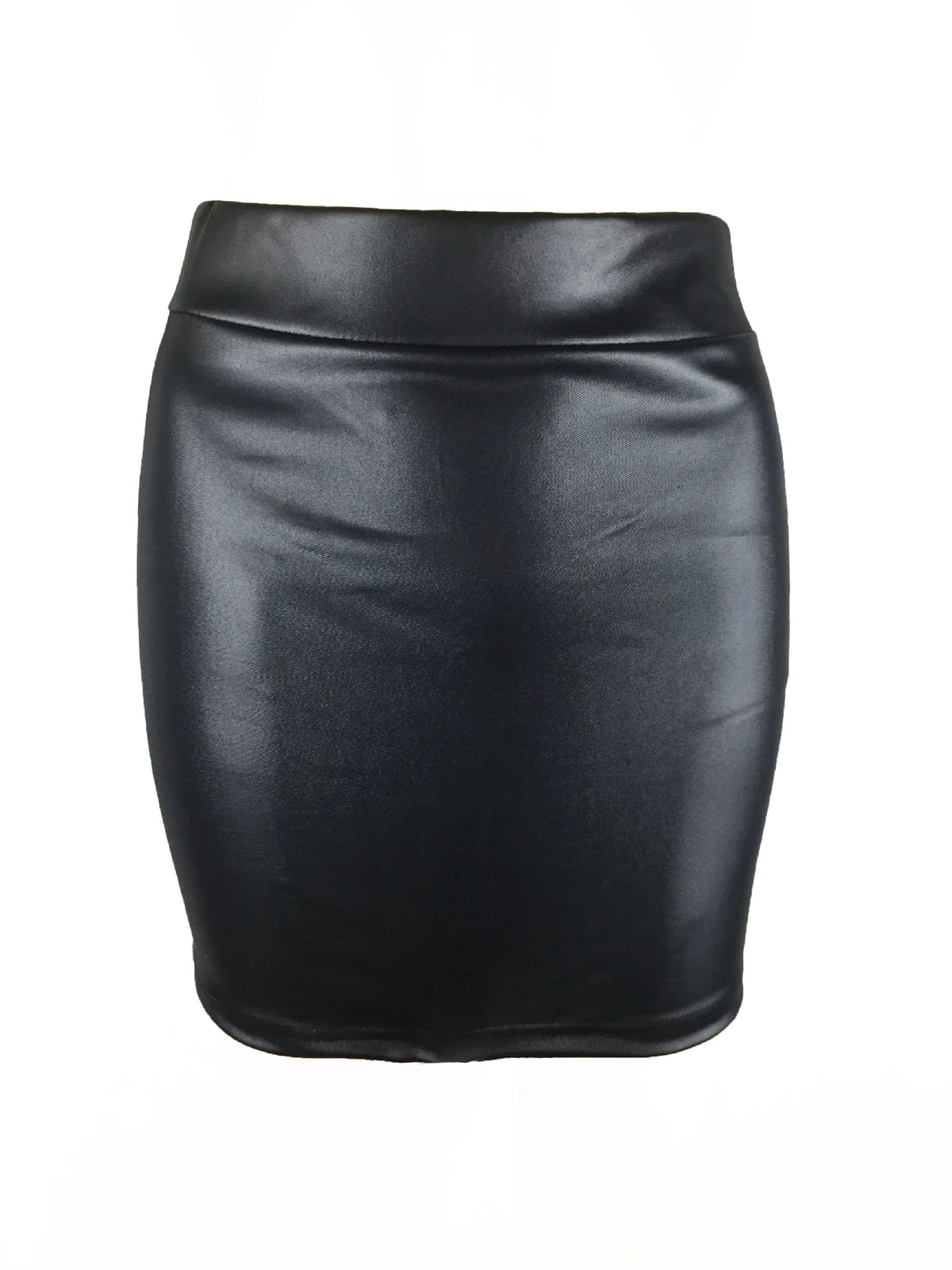 Women's High-Waist Slim Fit Mini Skirt Vintage Bodycon Hip Pencil Skirt Sexy Imitation PU Clubwear Ladies Office Clothing
