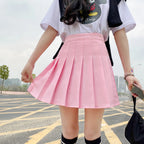 Pleated Mini Skirt with Shorts Women's High Waist A-Line Skater Skort White Black Pink Sporty School Uniform New Fashion HotSale