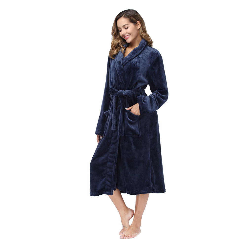 RONGTAI Womens Bathrobe Ladies Fleece Plush Warm Long Robes Fleece Nightgown Sleepwear