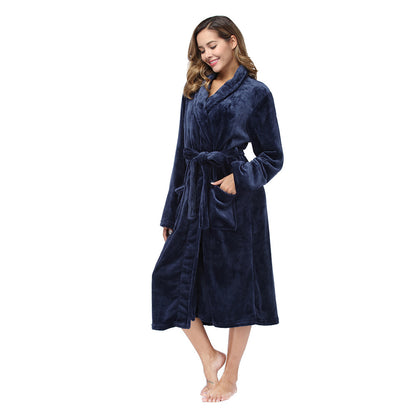 RONGTAI Womens Bathrobe Ladies Fleece Plush Warm Long Robes Fleece Nightgown Sleepwear