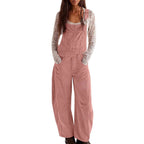 Corduroy Overalls Fashionable Wide-Leg Casual Jumpsuits
