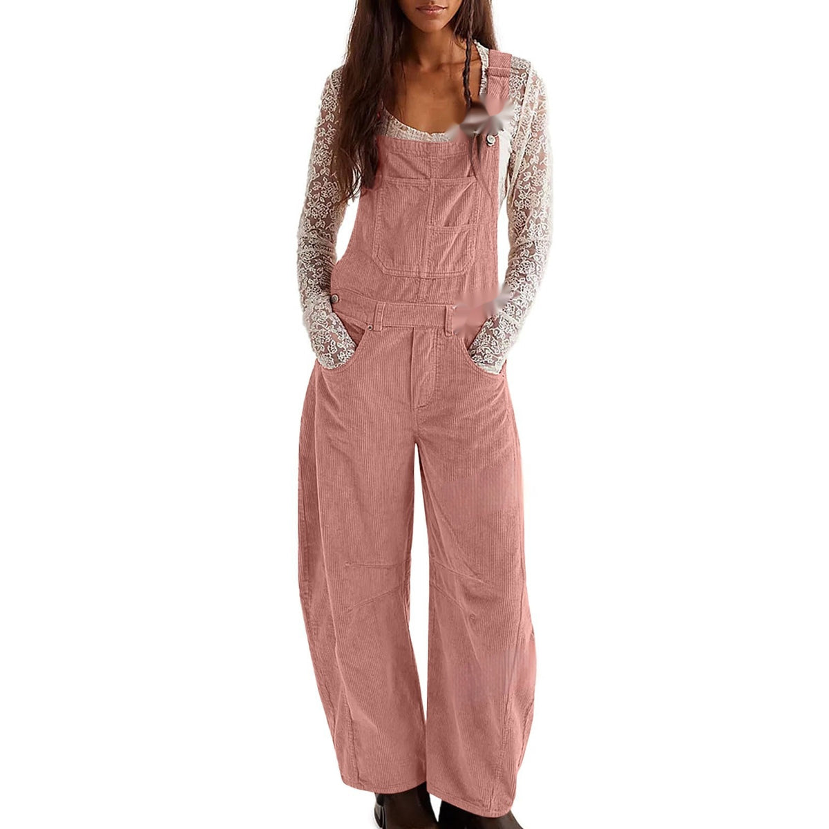 Corduroy Overalls Fashionable Wide-Leg Casual Jumpsuits
