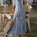 Women'S Printed Medium Sleeve Long Dress