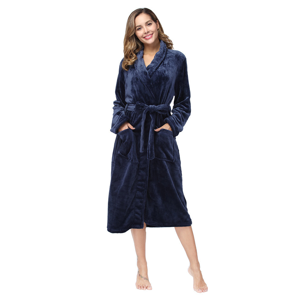 RONGTAI Womens Bathrobe Ladies Fleece Plush Warm Long Robes Fleece Nightgown Sleepwear
